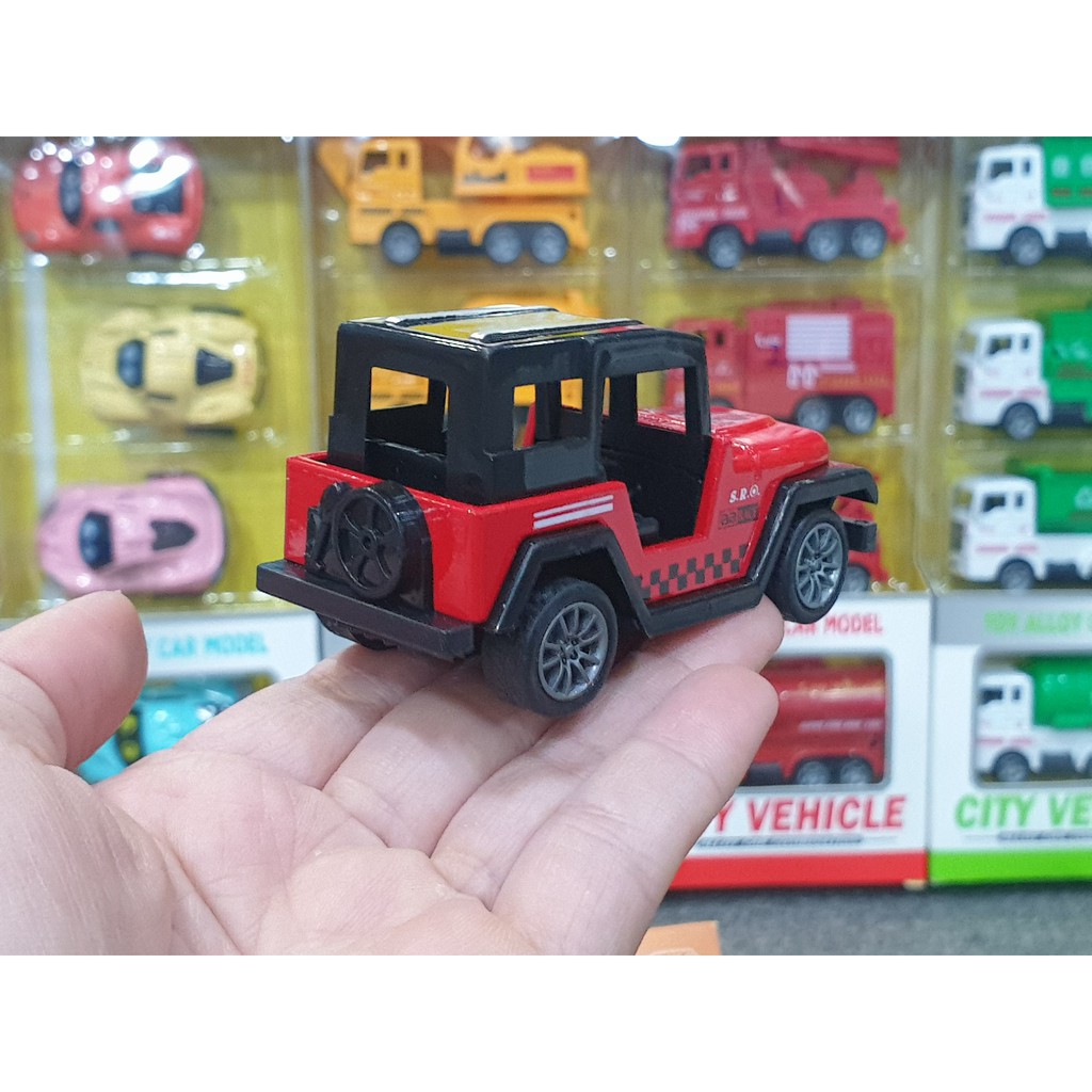 Xe Mô Hình Đồng Giá 25k - Mã JT8012-02   . Xe Jeep Đồ Chơi Size Mini Màu Đỏ