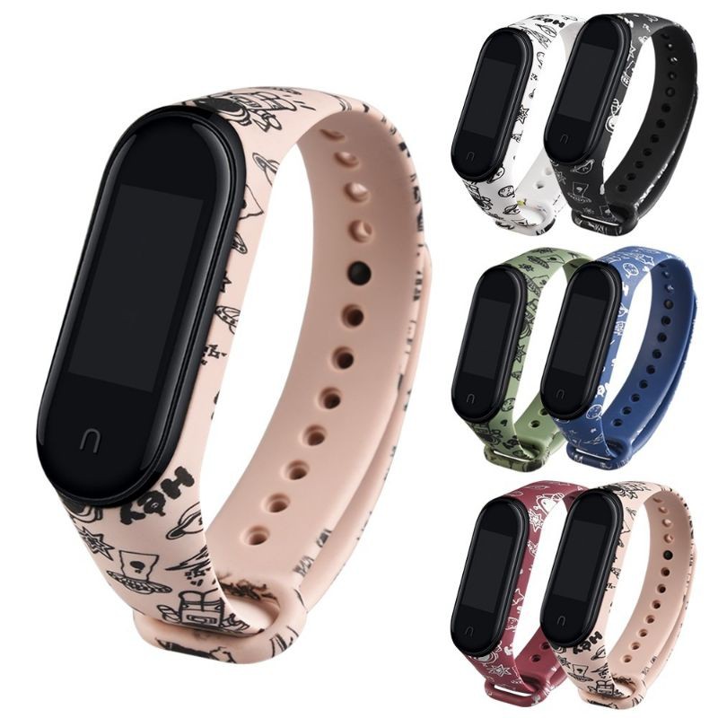 Dây Đeo Cao Su Xiaomi Miband 5 hoạ tiết cartoon phi hành gia dây Chất Lượng cao