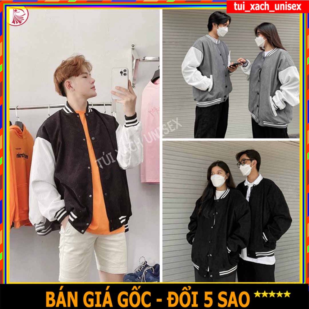 Áo Khoác Bomber Nhung Tăm Phối Tay SỌc, Áo Gió Chống Nắng nam nữ 4 màu