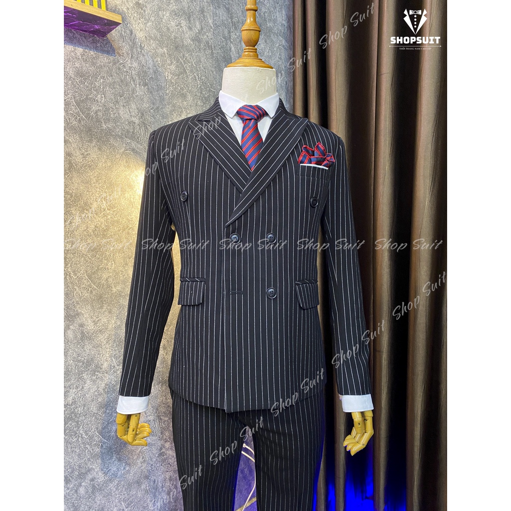 Vest nam cao cấp sọc kẻ phong các Hàn Quốc,Blazer Nam 2 màu Đen/Xám