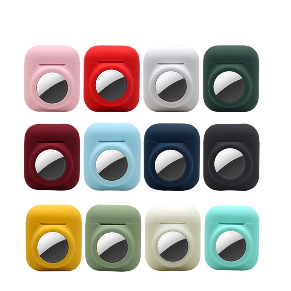 Dayanıklı 2 in 1 yumuşak silikon Apple AirTag kılıfları AirPods kulaklık kaybı önleme kılıfı aksesuarları cilt koruyucu kapak