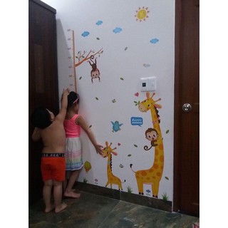 Decal dán tường Đo chiều cao khỉ đu dây
