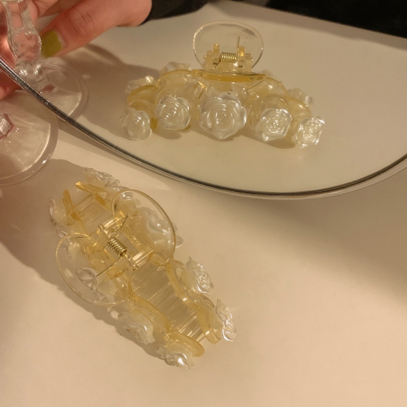 Kẹp Tóc Trong Suốt Đính Hoa Trà Trắng Thanh Lịch Kiểu Hàn Quốc Cho Nữ