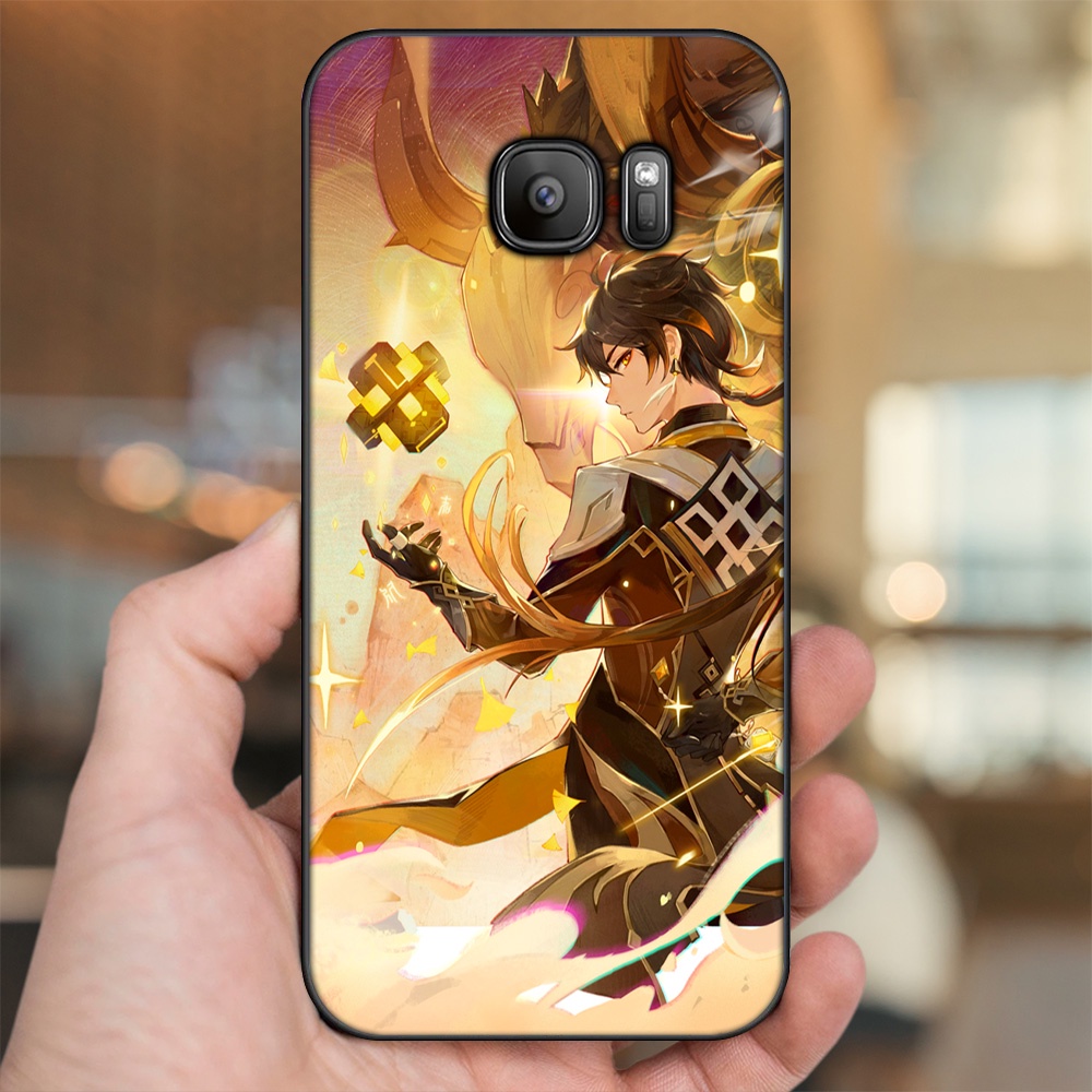 Ốp lưng Samsung S6, S6 Edge, S6 Edge Plus, S7, S7 Edge viền đen in hình Zhongli Genshin Impact