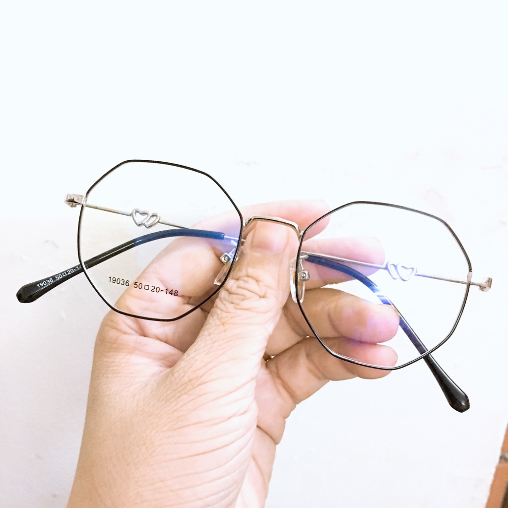 Gọng kính lục giác 19036 nhận cắt cận viễn loạn