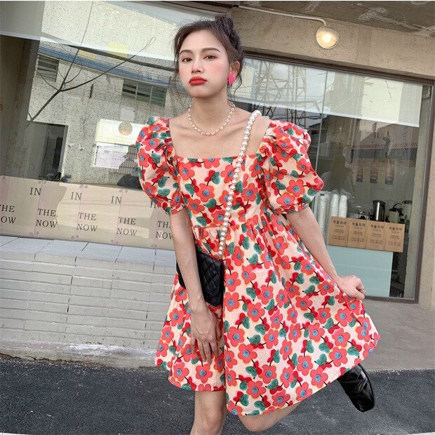 Đầm hoa nhí babydoll cực xinh phong cách retro pháp dễ thương
