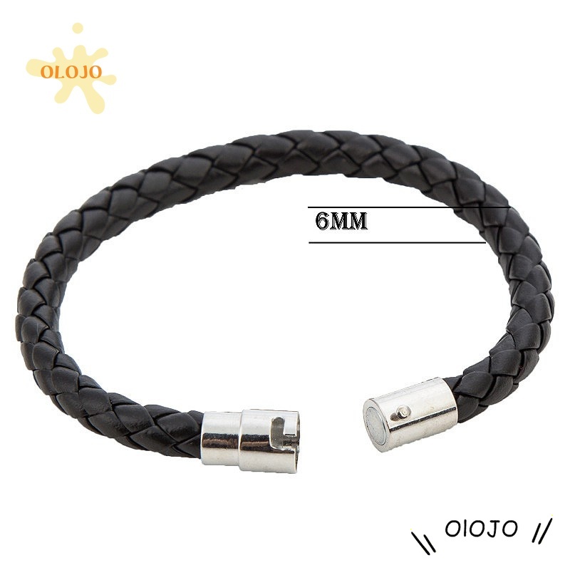 Vòng tay dây da bện khóa nam châm thời trang cho nam nữ