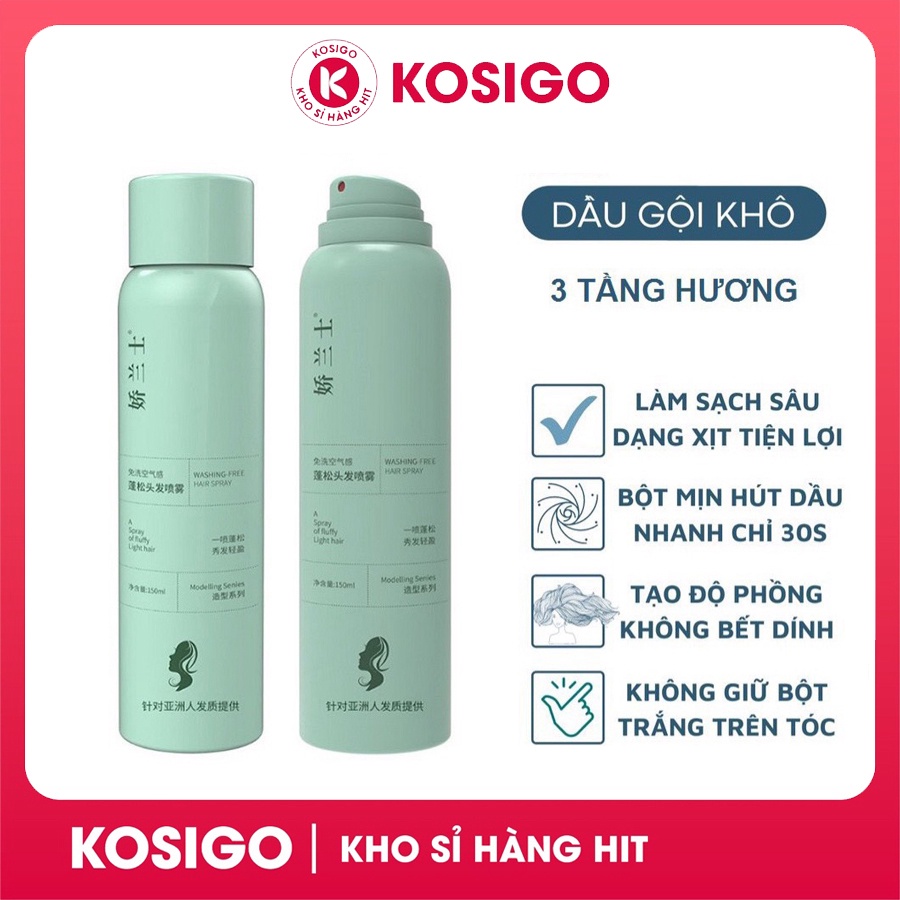 Dầu gội khô tóc dạng xịt cao cấp 150ml làm sạch tóc không bết dính hàng nội địa Trung chuẩn xịn
