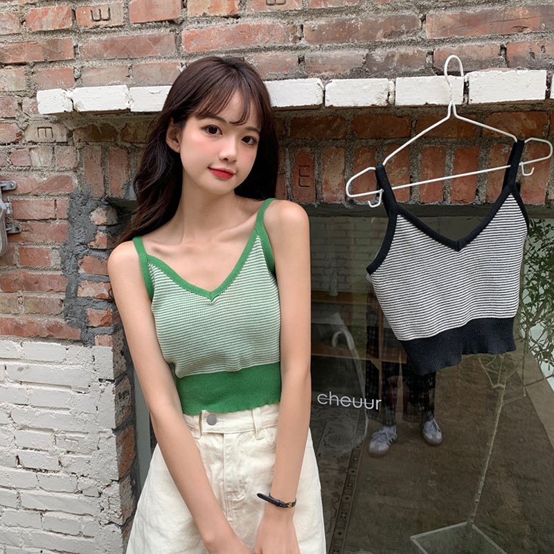 Áo Dệt Kim Hai Dây Hở Lưng Xinh Xắn Dành Cho Nữ