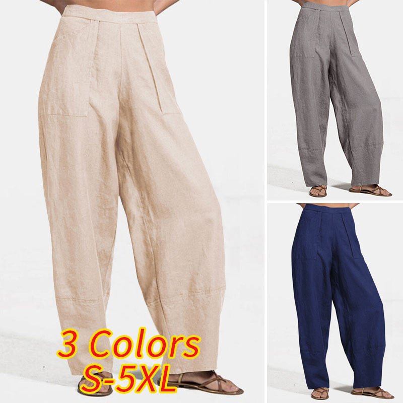 Quần Dài Lưng Cao Màu Trơn Có Túi Thời Trang Cho Nữ | BigBuy360 - bigbuy360.vn