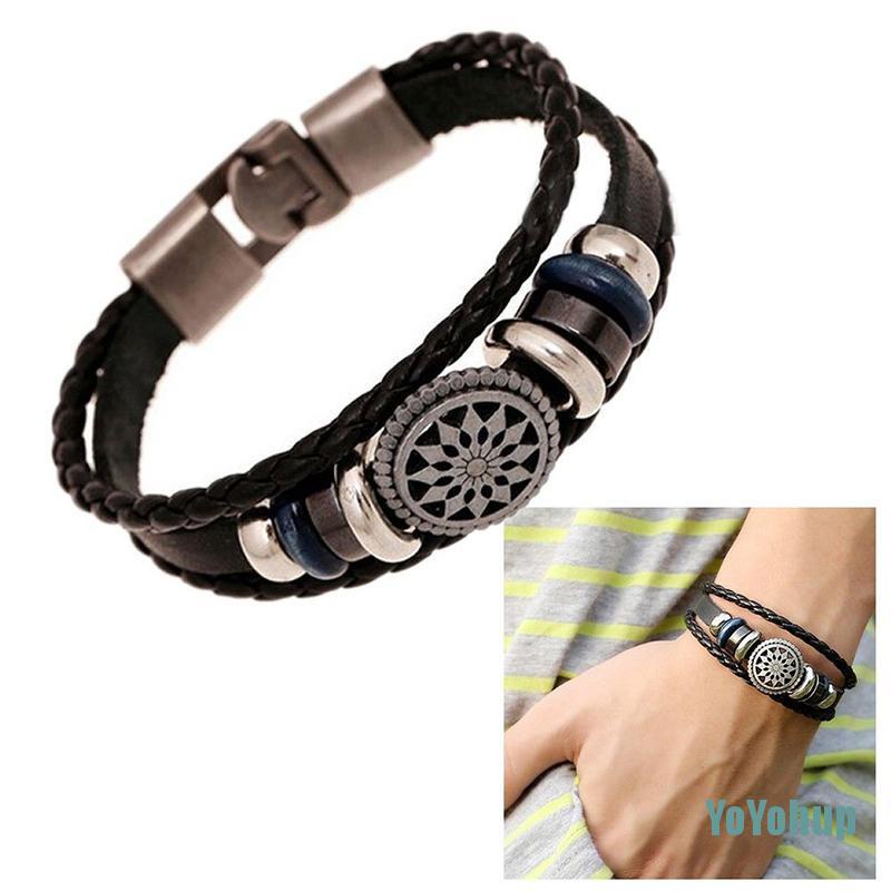 Vòng Tay Da Pu Mặt Hình Vô Cực Phong Cách Punk Thời Trang Cho Nam Và Nữ