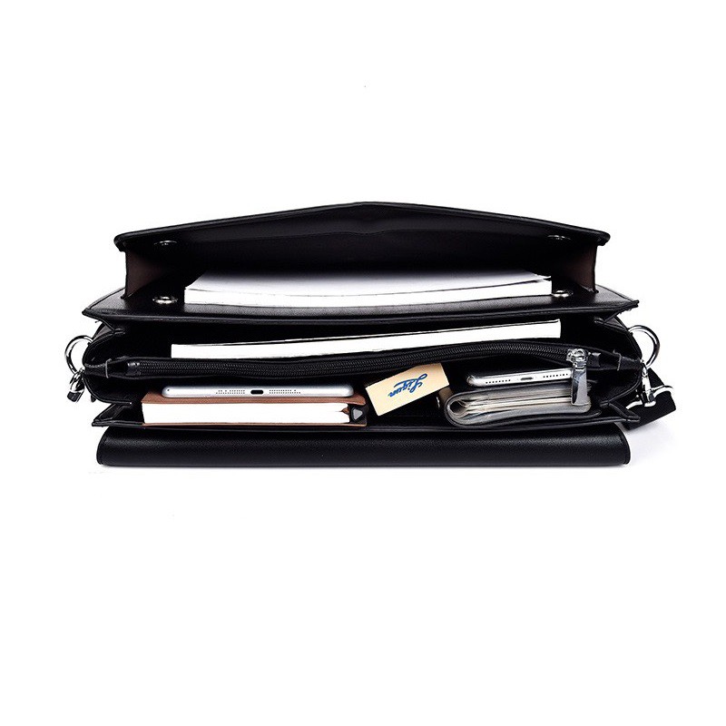 Túi xách cặp công sở da bò T54 khóa số 38x30x8cm bảo hành da 12 tháng (Nâu-Đen) | BigBuy360 - bigbuy360.vn