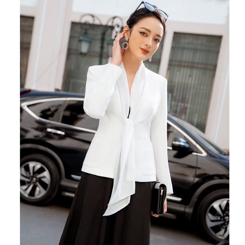 Áo vest nữ phối cổ tơ HeraDG WAVBA005