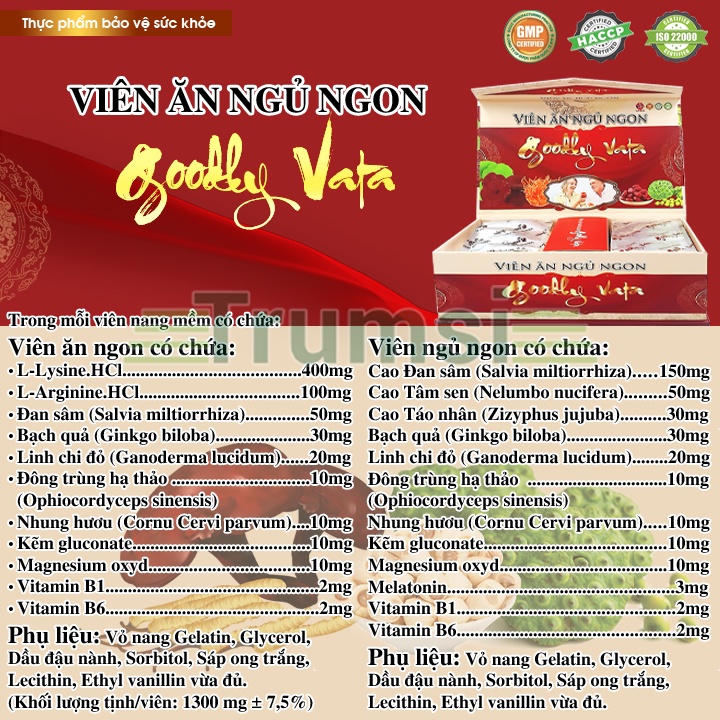 Viên Uống Giúp Tăng Cường Tiêu Hóa Bồi Bổ Sức Khỏe Tạo Cảm Giác Thèm Ăn Hỗ Trợ Tăng Cân Hiệu Quả Ăn Ngủ Ngon Goodly Vata