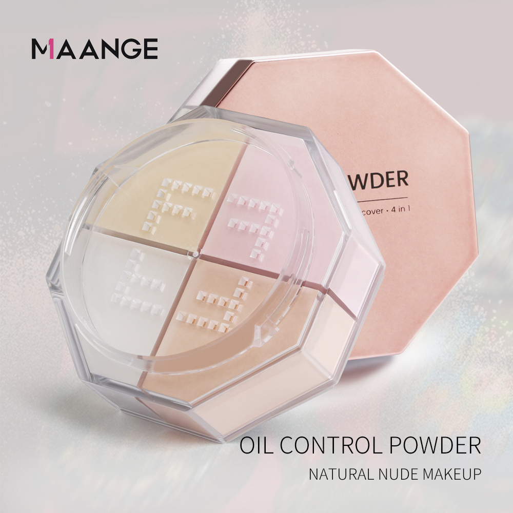 Phấn phủ dạng bột MAANGE 88g 4 màu siêu mịn kiềm dầu màu sắc tự nhiên | BigBuy360 - bigbuy360.vn