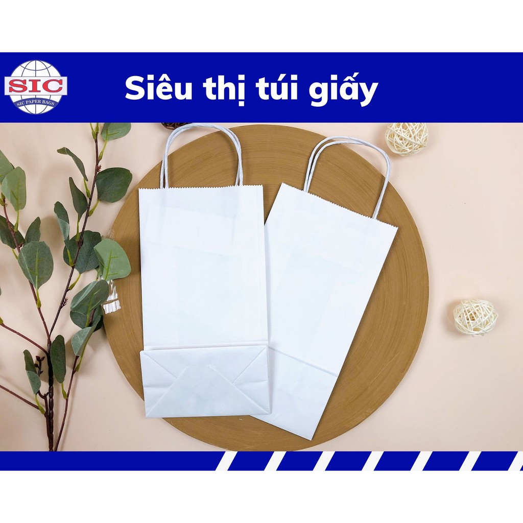 (50 chiếc)Túi giấy xi măng - TÚI GIẤY KRAFT S9: 15.5x9x28cm CÓ QUAI ( ẢNH THẬT)