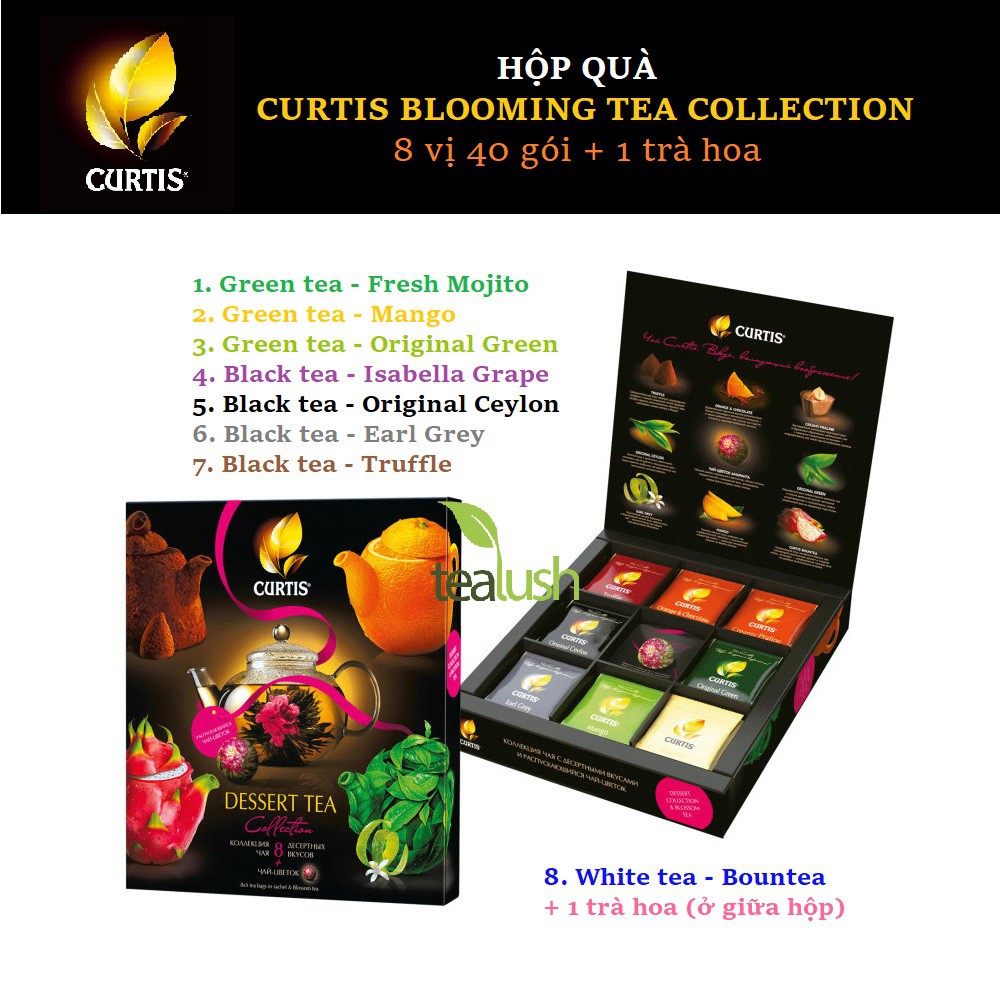 Hộp quà - Hộp trà Curtis Blooming Tea 8 vị 40 gói