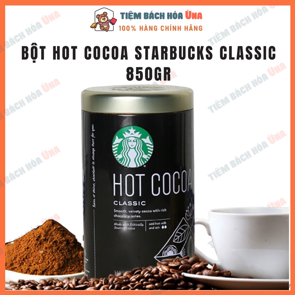 [THANH LÝ, MÓP VỎ, DATE XA] Bột Cacao STARBUCKS Hot Cocoa Classic hộp 850g ít ngọt, ngon, thơm pha trà sữa, làm bánh