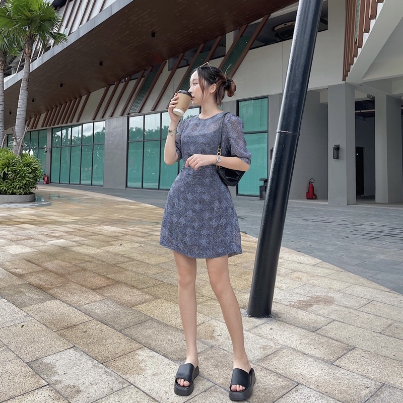 Đầm hoa văn 8se xuất Hàn