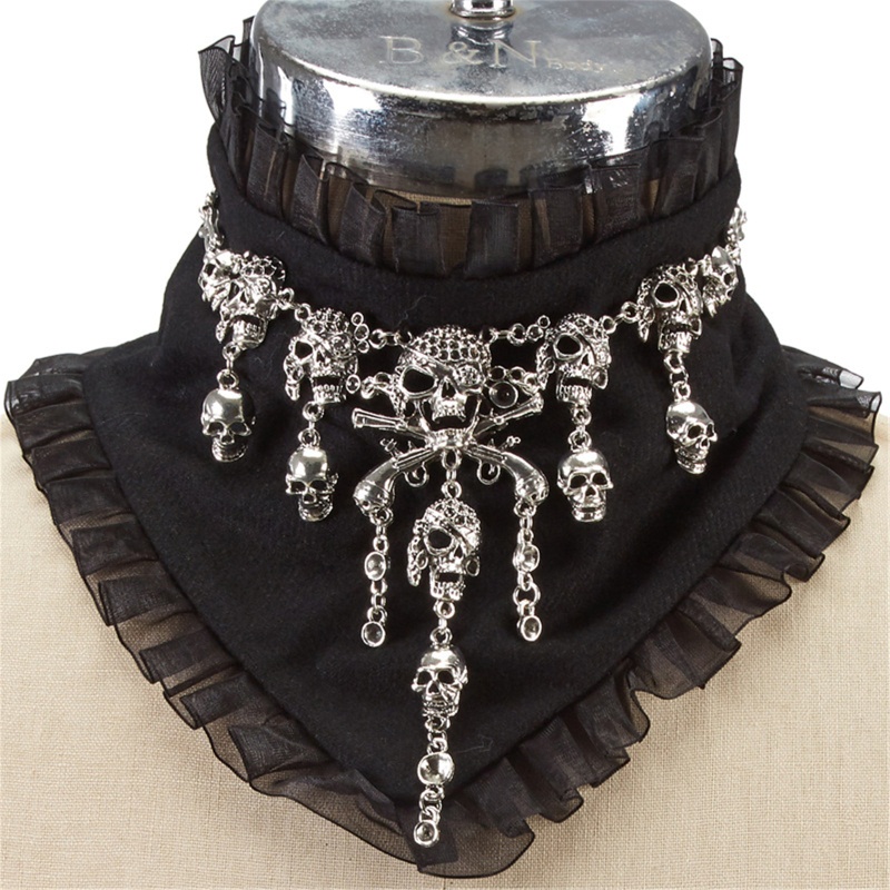 Vòng Cổ Choker Phối Bèo Nhún Phong Cách Steampunk Thời Trang Cho Nữ