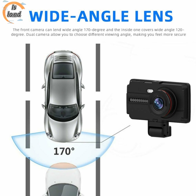 Camera Hành Trình Hai Ống Kính Dvr Hd 1080p Hỗ Trợ Tầm Nhìn Ban Đêm Cho Xe Hơi