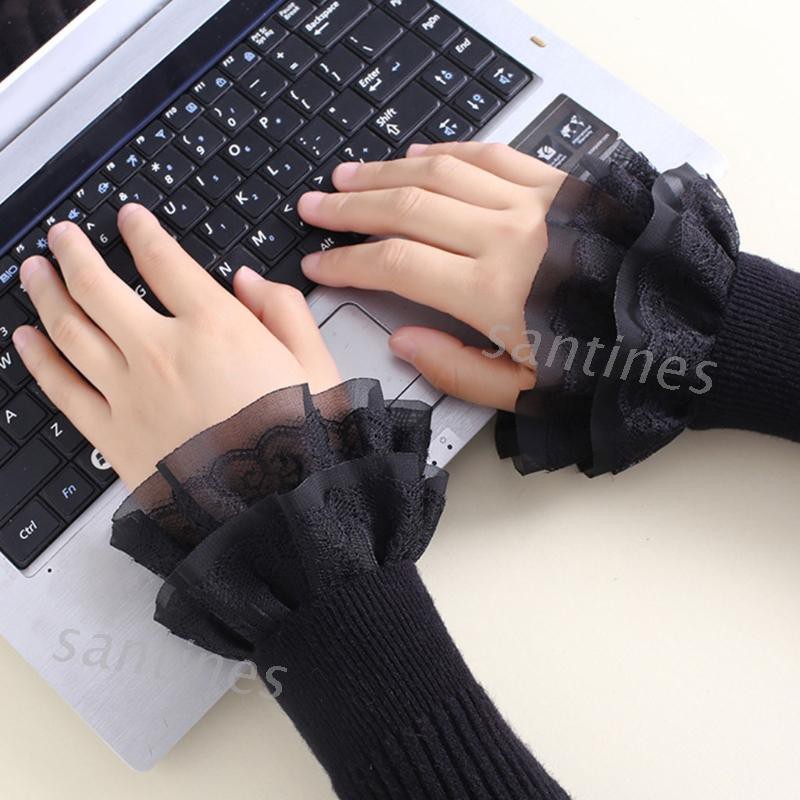 Cổ tay áo giả bằng ren thời trang cổ điển giữ ấm cho nữ