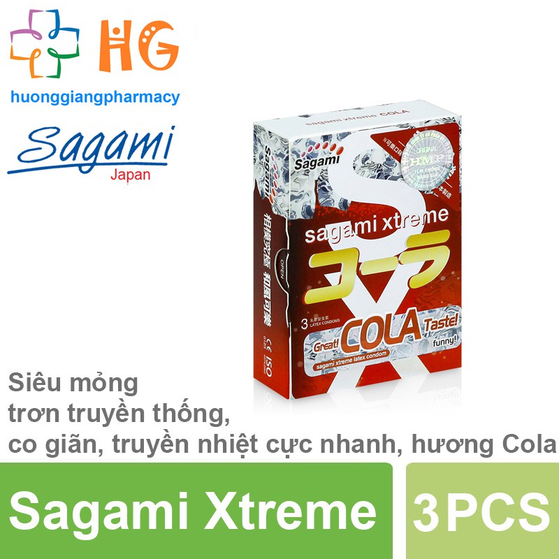 Bao Cao Su Sagami Xtreme Cola Siêu Mỏng Hương Cô Ca Sáng Khoải  ( Hộp 3 Cái )