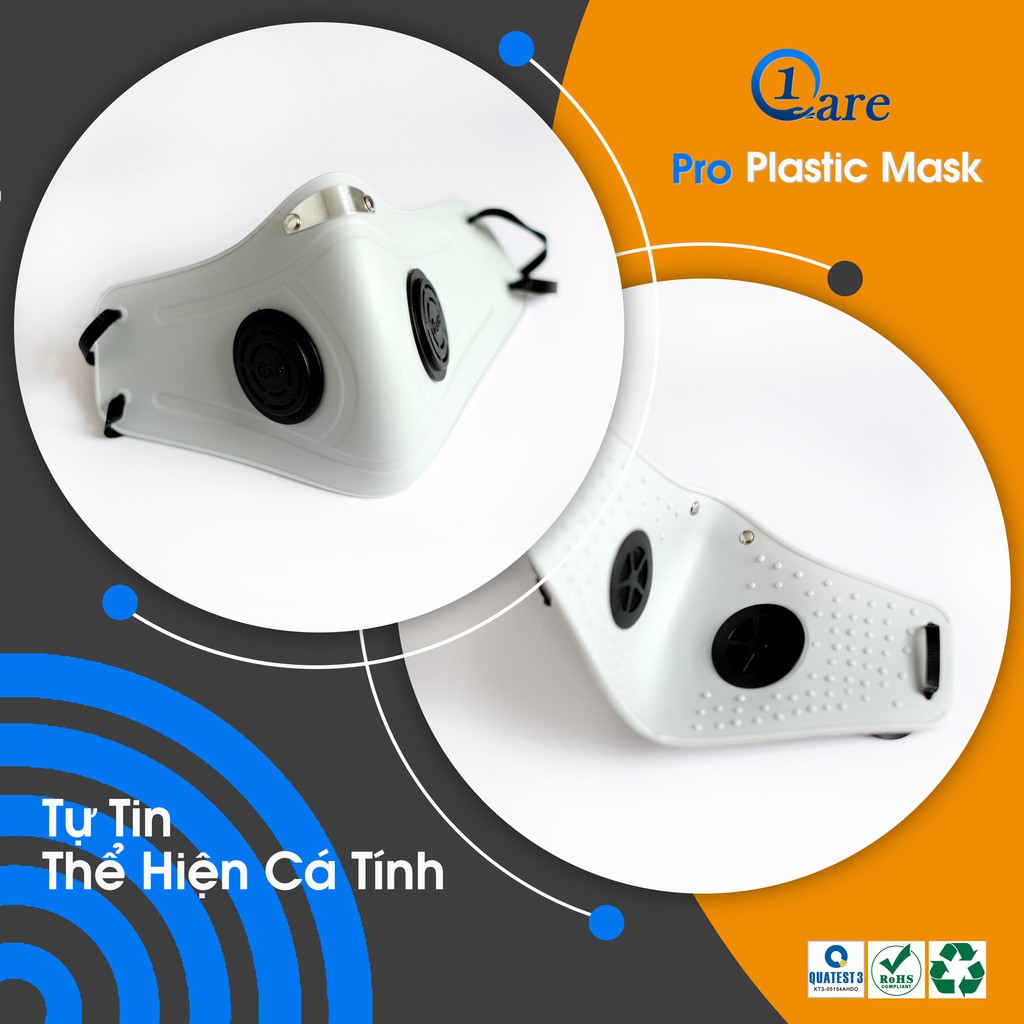 Khẩu trang nhựa đa năng 1Care Pro lọc bụi mịn PM5.0, kháng nước chống nắng 100%. Khẩu trang nhựa màu xám khói | BigBuy360 - bigbuy360.vn