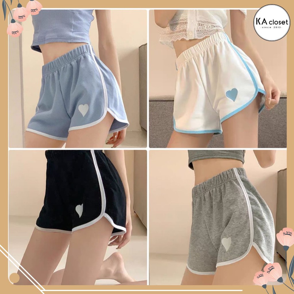 Quần đùi viền tim thêu KA Closet có 4 màu chất umi đanh mịn không xù dầy, tim đẹp ullzang hot hit VIDEO ẢNH THẬT