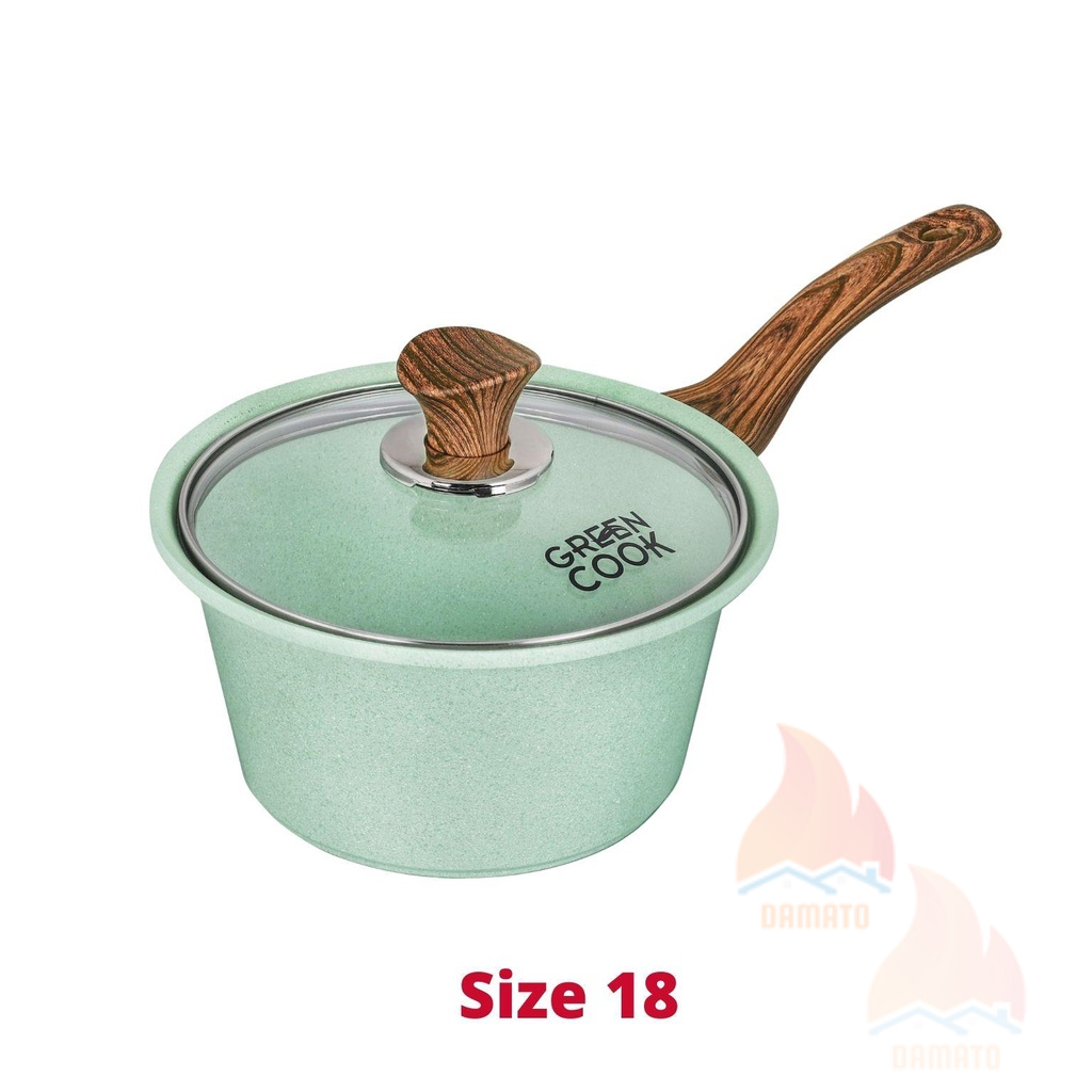 Nồi đúc đáy từ men đá xanh ngọc Green Cook, nồi chống dính đáy từ Green Cook không kén bếp