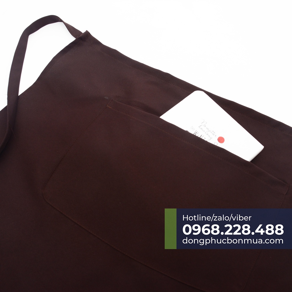 Tạp dề ngắn phục vụ thiết kế màu đen có túi đựng tiện lợi - Chất liệu kaki Hàn vải mềm, chống bám bẩn, thoáng mát