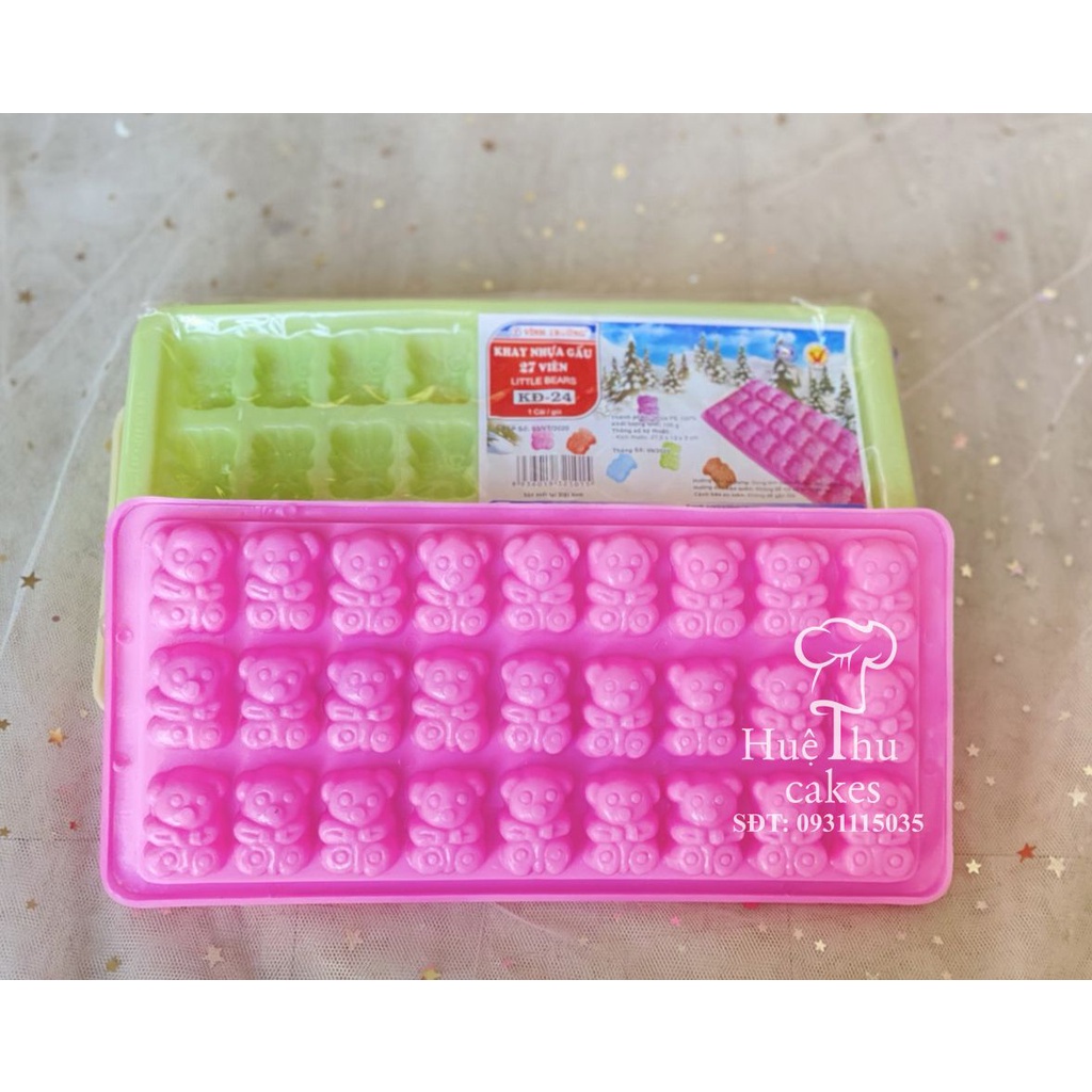 Khuôn rau câu, khay đá con Gấu làm bánh thạch rau câu, kẹo chip
