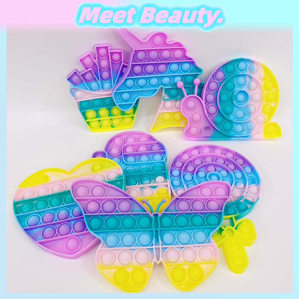 Đồ Chơi Bong Bóng Silicone Tròn Hình Kỳ Lân Cầu Vồng Cho Trẻ Em