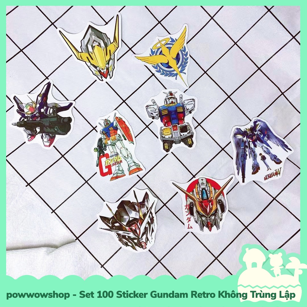 [Sẵn VN - Hỏa Tốc] Set 100 Sticker Decal Dán Trang Trí Vật Dụng Phong Cách Gundam Retro Không Trùng Lập