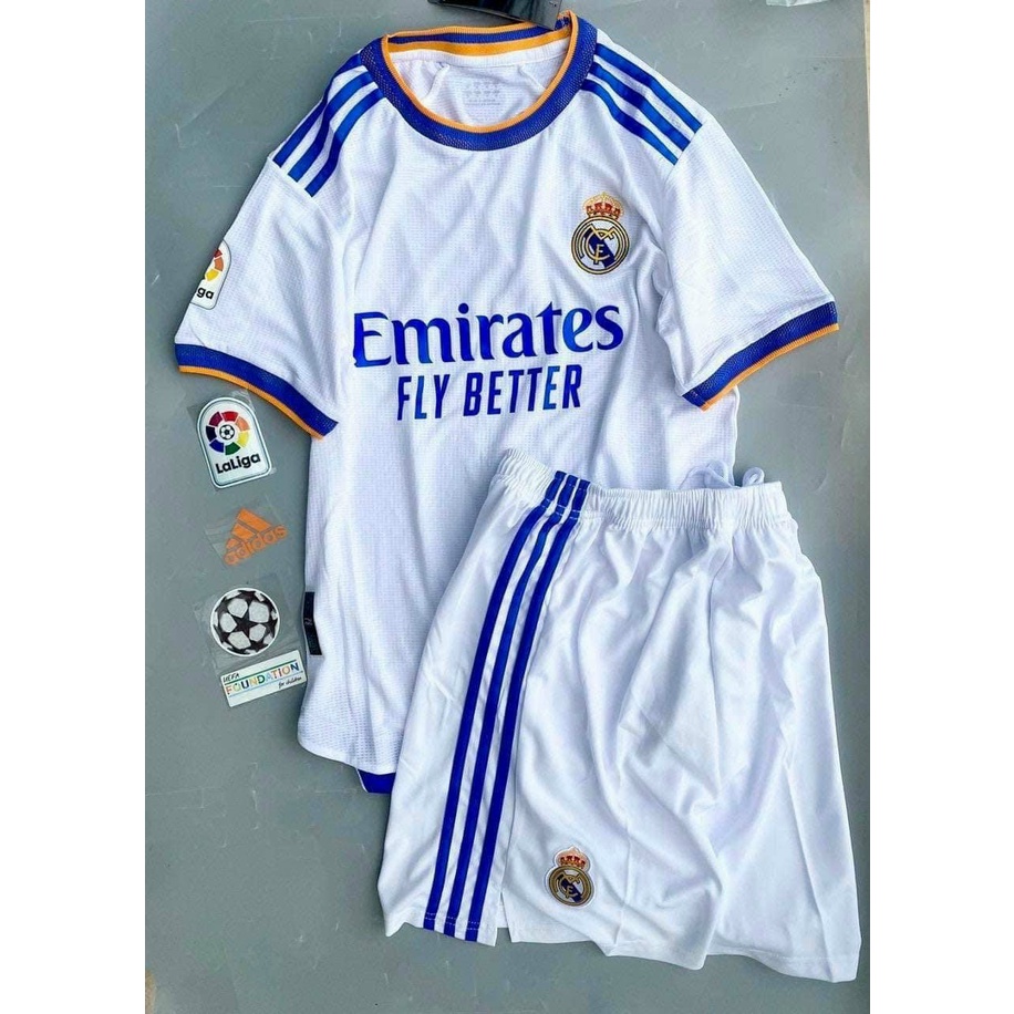 Bộ quần áo bóng đá CLB Real Madrid sân nhà màu trắng bản Xẻ Tà - Alex Sport
