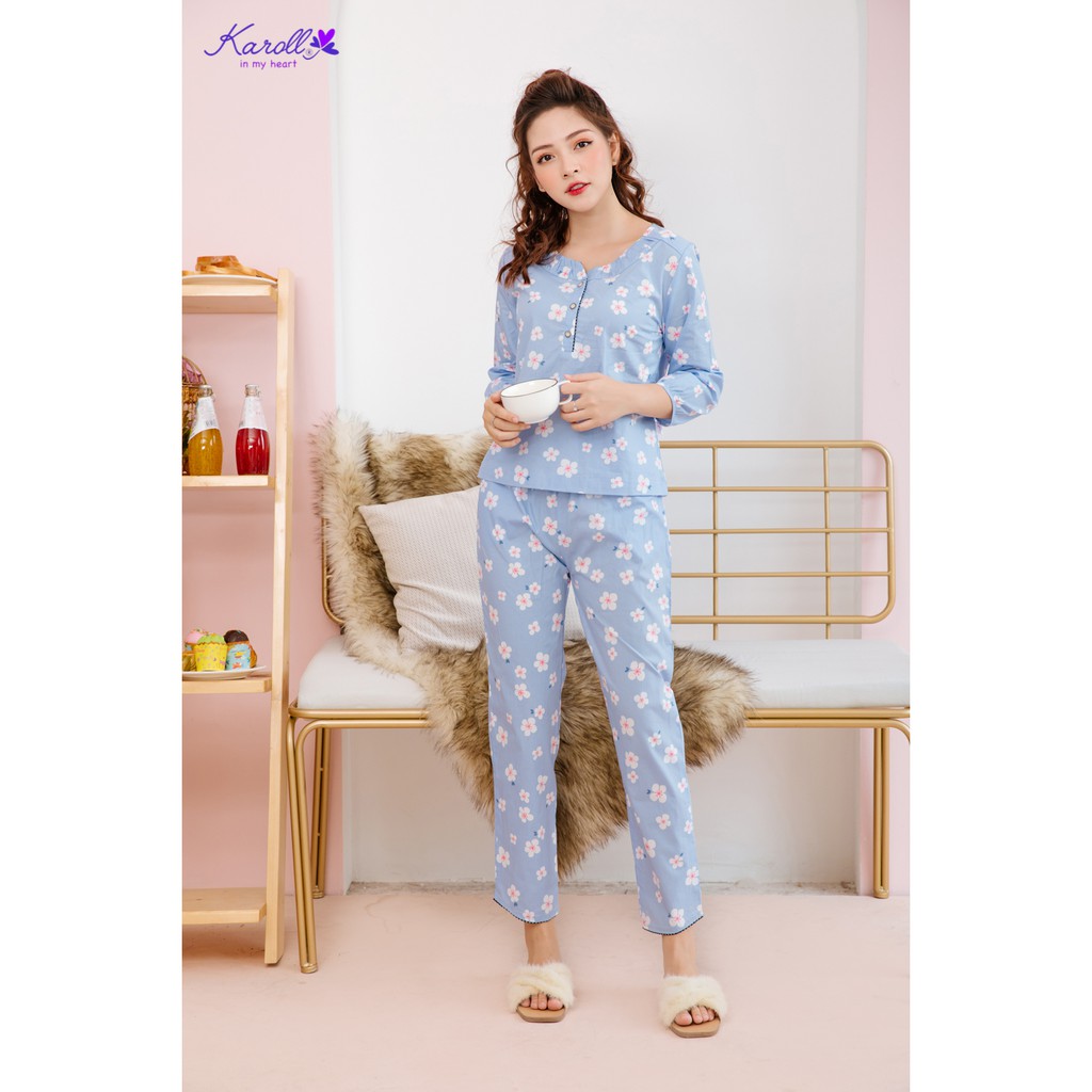 Bộ mặc nhà thô karoll - bộ thu tay lỡ quần dài 1