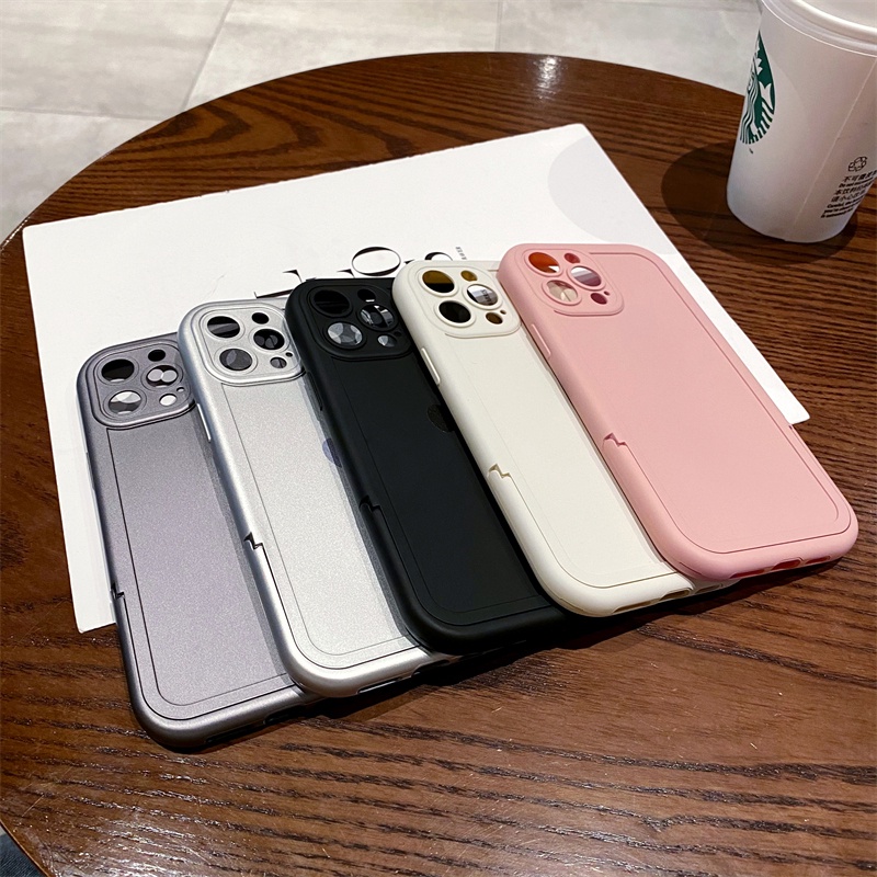 Ốp Điện Thoại Silicon Dẻo Kèm Giá Đỡ Tàng Hình Cho iPhone 12 13 11 Pro Max