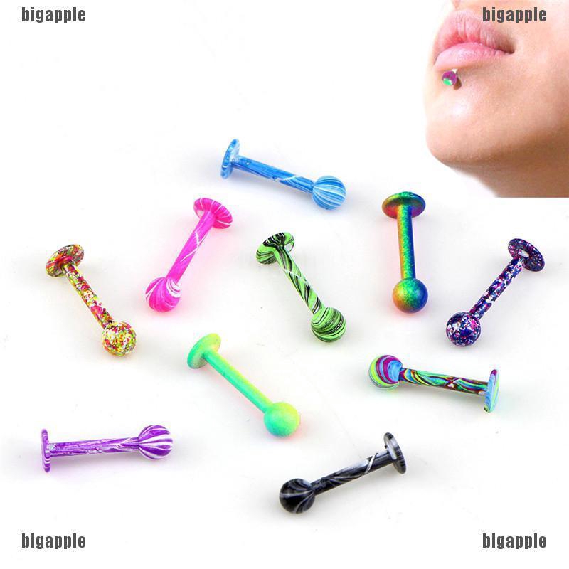 Set 10 khuyên môi nhiều màu độc đáo cá tính