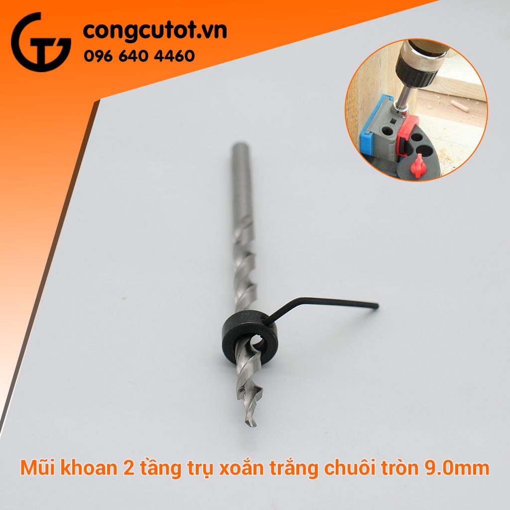 Mũi khoan 2 tầng trụ xoắn trắng chuôi tròn 9.0mm