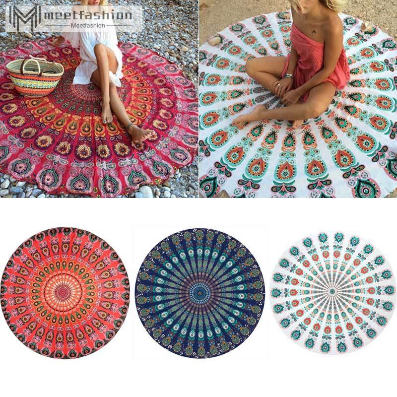 Thảm tròn họa tiết hoa mandala thời trang đa năng chất lượng cao