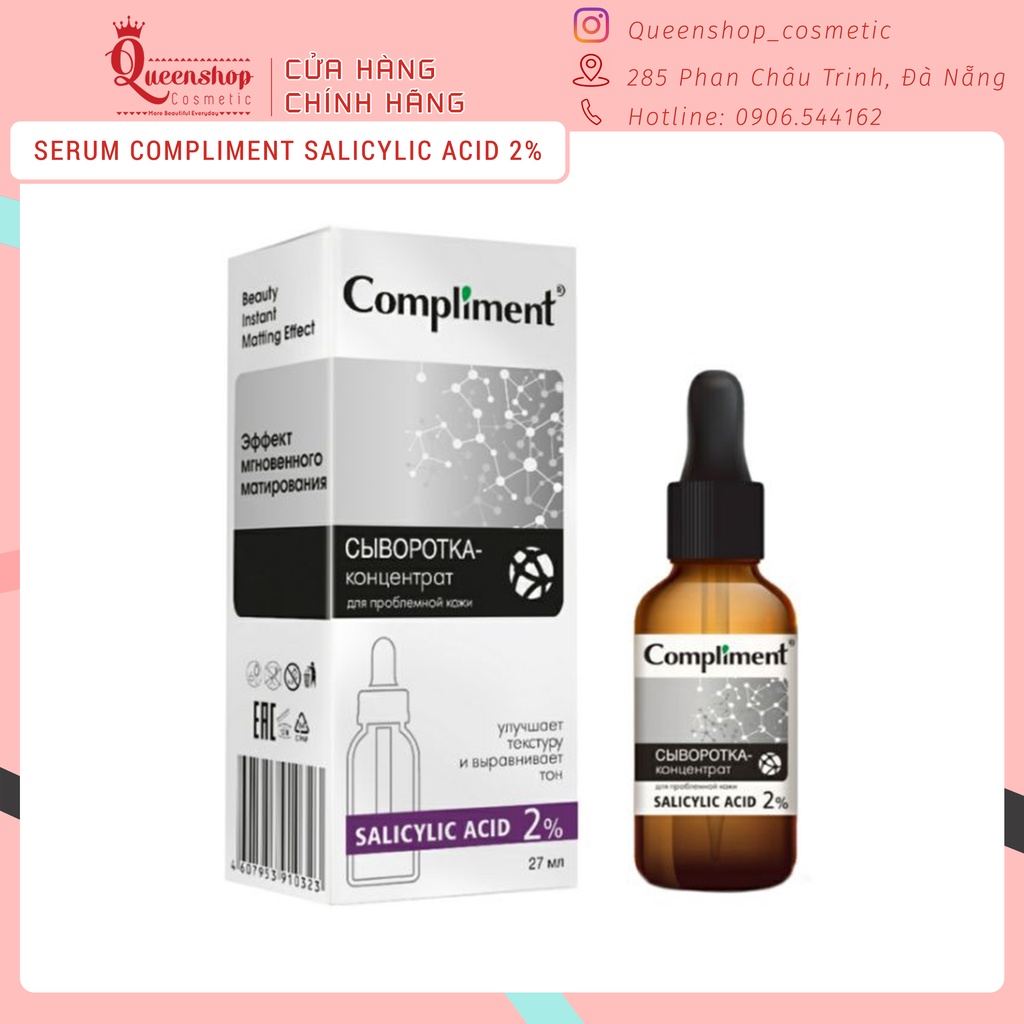Serum Compliment 2% BHA ,5% Hyaluronic Acid & 20% Vitamin C , se lỗ chân lông , kiềm dầu ,cấp ẩm & đều màu sáng da