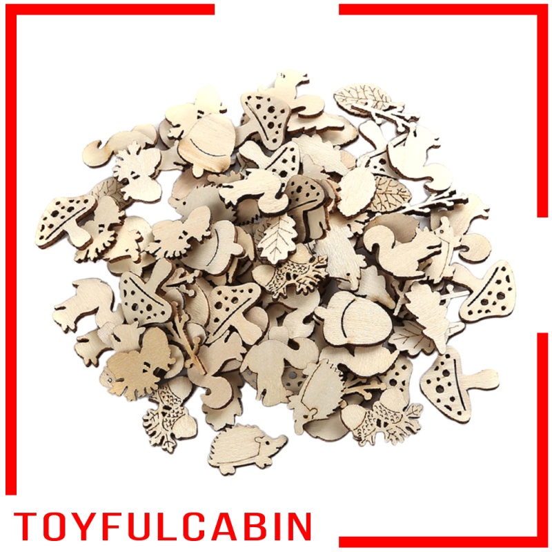 Set 50 Lát Gỗ Tự Nhiên Trang Trí Cây Treo DIY