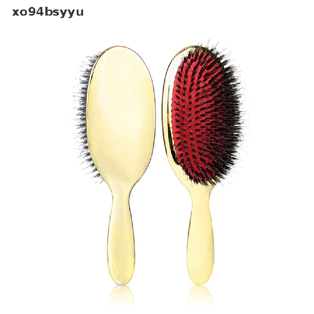 [Hàng mới về] Lược chải tóc hình oval màu vàng và bạc sang trọng chống tĩnh điện có thể mát xa