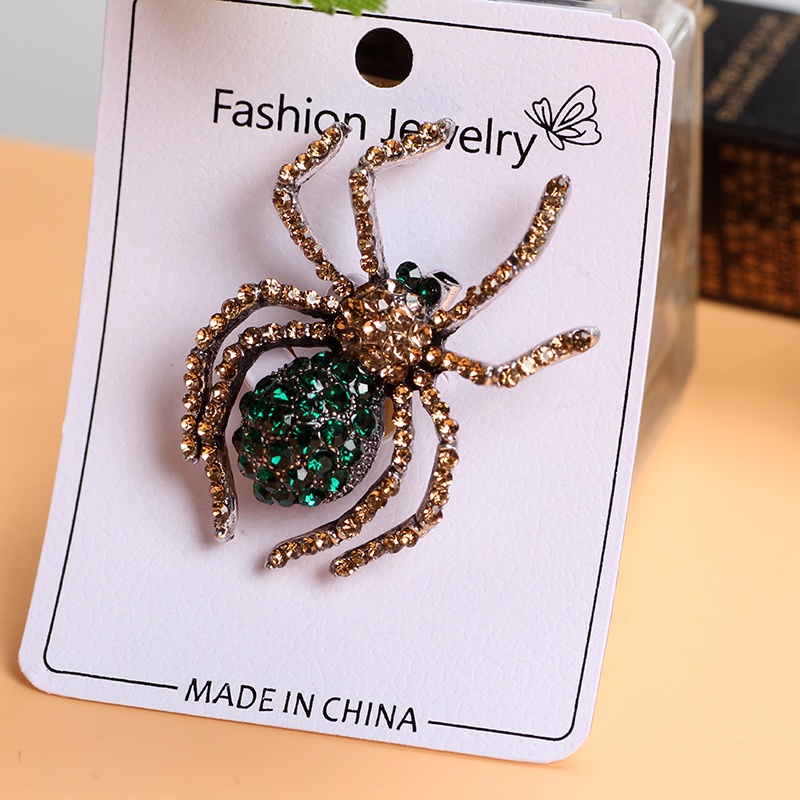 Animal Party Retro Women Rhinestone Rhinestone Rhinestone inlaid spider Brooch Badge Lapel Jewelry gift