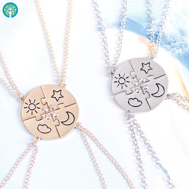 Set 4 vòng cổ tình bạn mặt trời mặt trăng ngôi sao đính đá thời trang