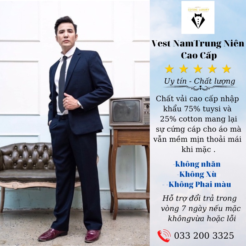Bộ Comple Veston Trung Tuổi Cao Cấp Gồm 1 Quần + 1 Áo