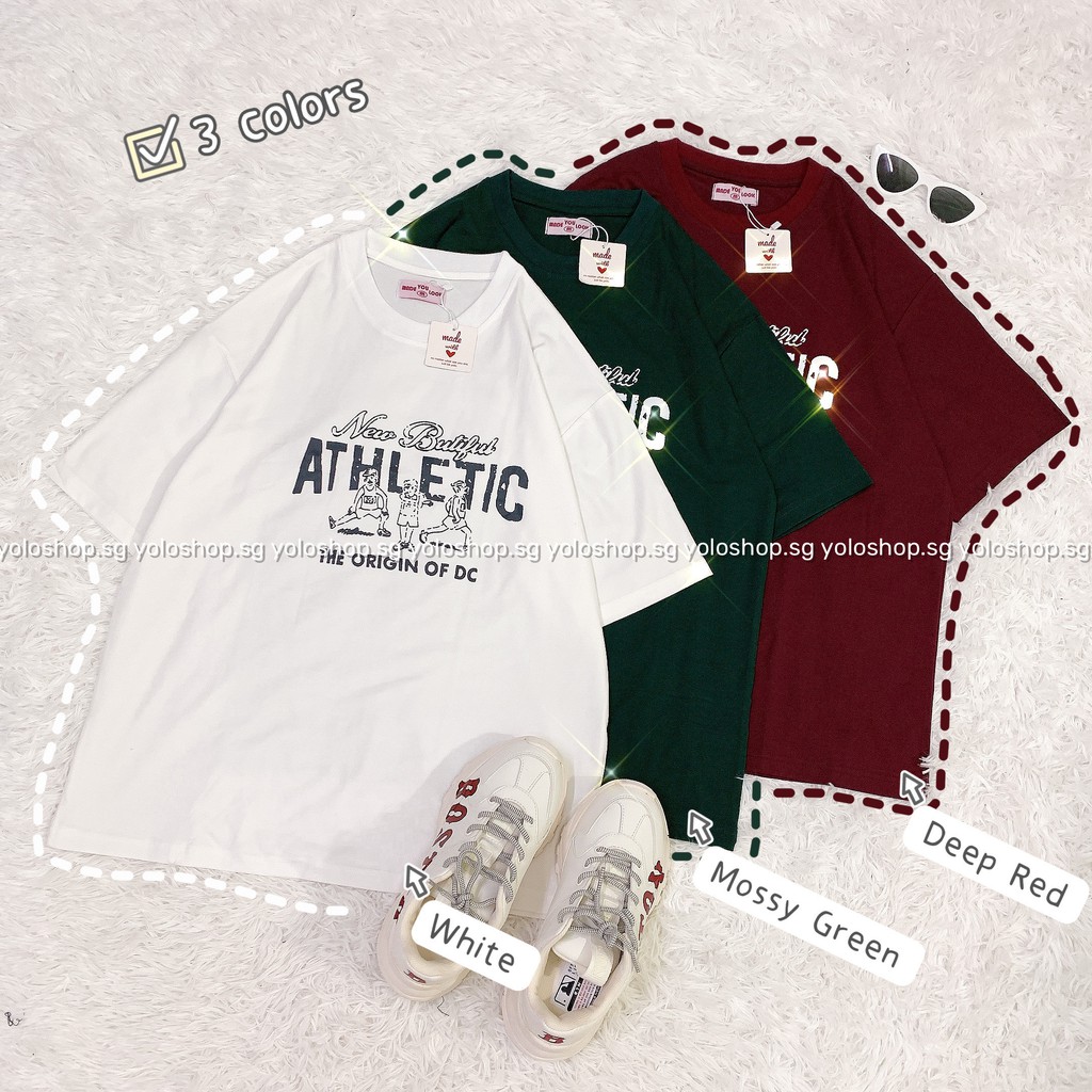 Áo thun tay lỡ   ATHLETIC  phông Unisex nam nữ tee oversize form rộng pull Ulzzang Streetwear Hàn Quốc vải mềm