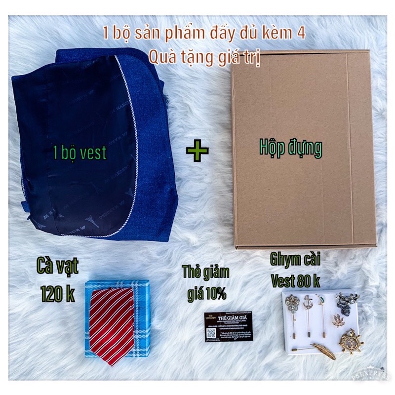 Áo Vest nam trẻ trung sang trọng nhiều màu vải chống nhăn không bai xù