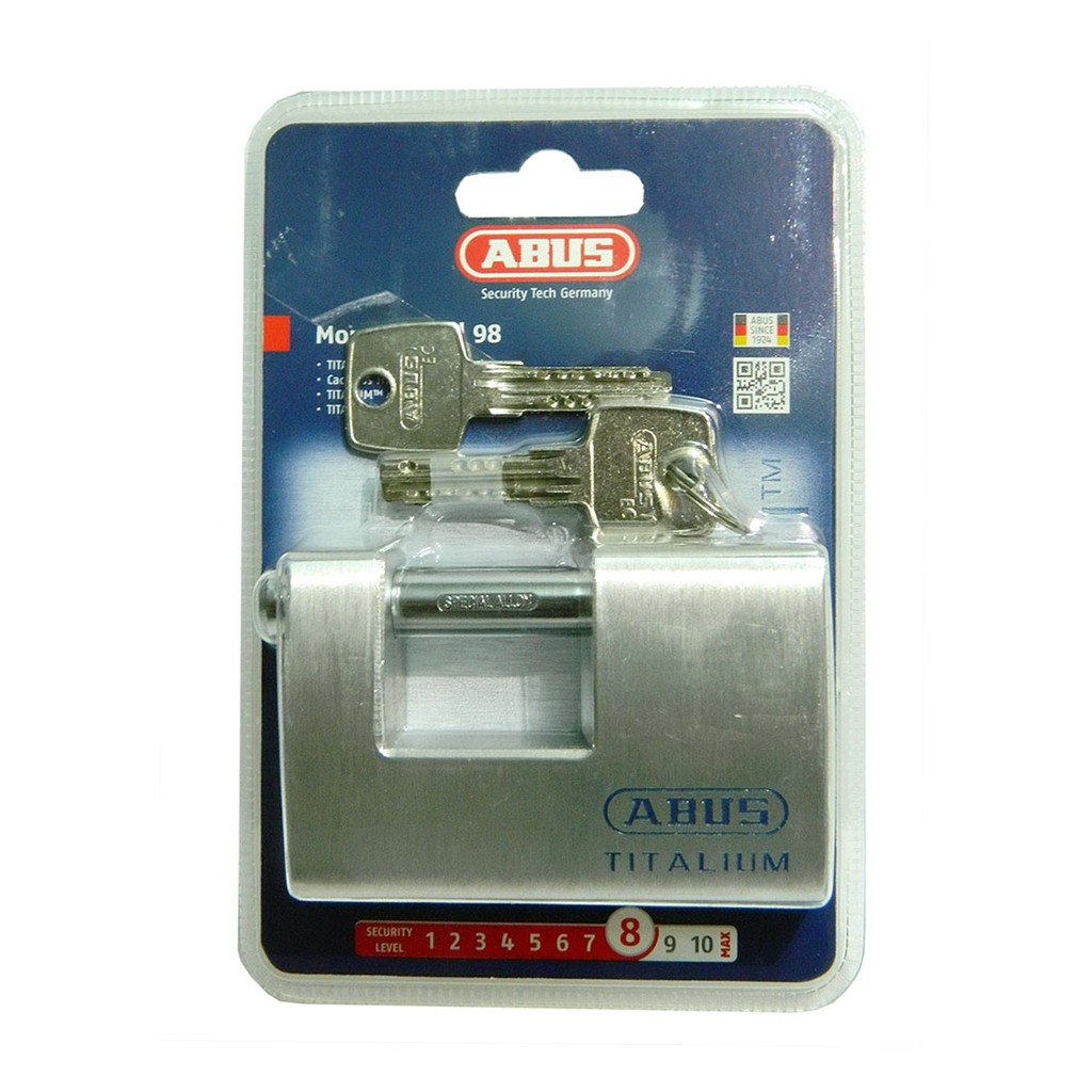 Khóa Cầu Ngang ABUS 98TI/90 Thân bằng TITALIUM Rộng 90 mm Đường Kính Càng 12 mm
