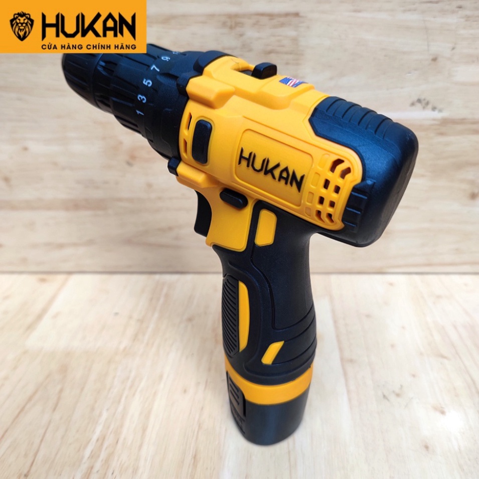 Máy khoan pin 12v HUKAN F5 động cơ không chổi than, bắn vít không dây kèm 2 pin 1 sạc